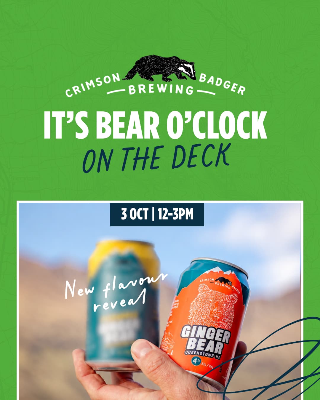 Bear O'Clock with Crimson Badger