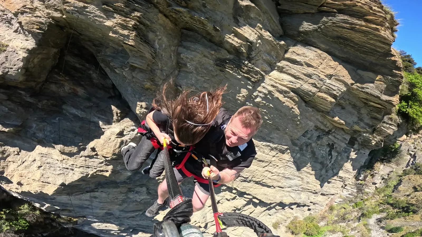 Neava and Dad do the Canyon Swing